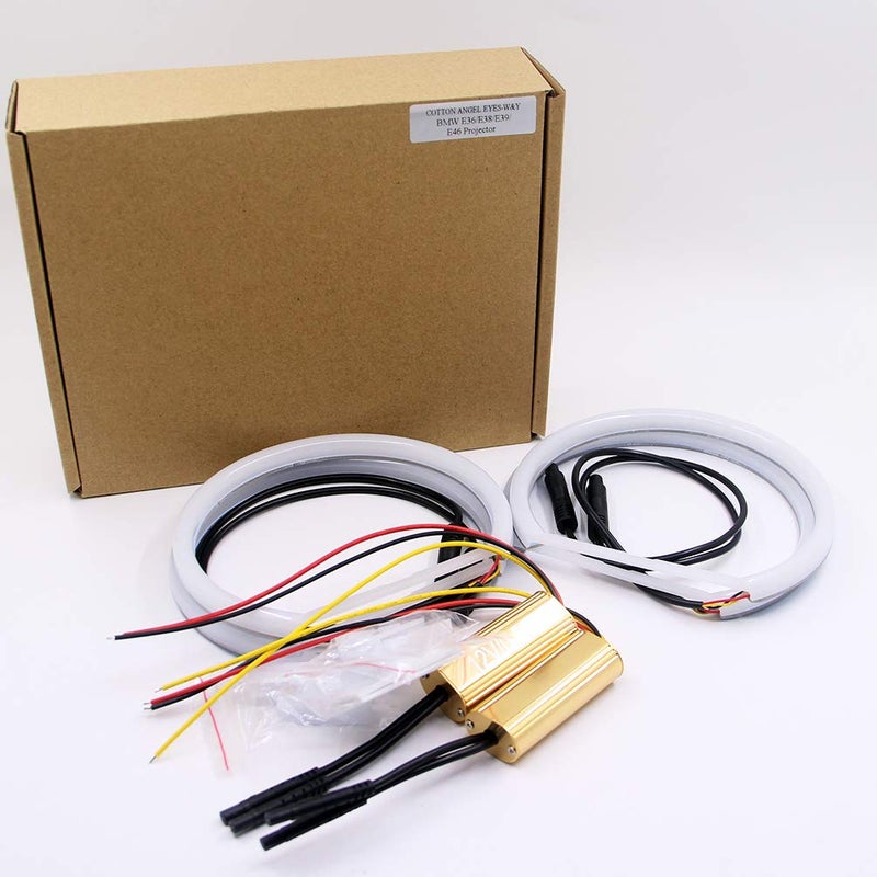 csslyzl Switchback Dual Color White/Amber 131MM Halo Rings Cotton Light SMD LED Angel Eyes Compatible with BMW E36 E38 E39 E46 M3 3,5,7 Series - Image 4